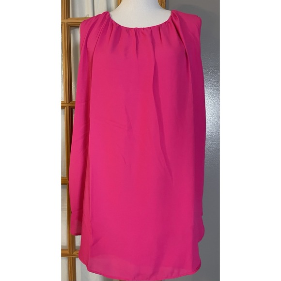 Vision Usa Tops - Vtg 80s Vision USA Pullover Blouse 2XL Vibrant Pink Sleeveless Career Party City